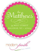 Modern Posh Return Address Labels - Pink Dot - Pink & Green #1