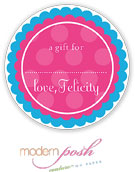 Modern Posh Gift Stickers - Blue Dot - Blue & Pink #2