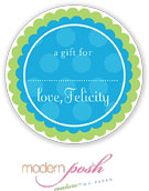 Modern Posh Gift Stickers - Green Dot - Green & Blue #2