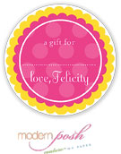 Modern Posh Gift Stickers - Yellow Dot - Yellow & Pink #1