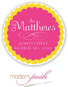 Modern Posh Return Address Labels - Yellow Dot - Yellow & Pink #2
