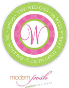 Modern Posh Return Address Labels - Pink Bubble - Pink & Green #1