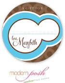 Modern Posh Gift Stickers - Blue Bubble - Blue & Brown #2