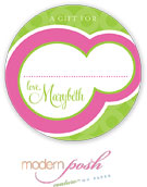 Modern Posh Gift Stickers - Pink Bubble - Pink & Green #2