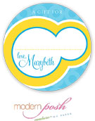 Modern Posh Gift Stickers - Yellow Bubble - Yellow & Blue #1