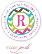 Modern Posh Return Address Labels - Chevron - Pink & Green #1