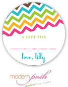 Modern Posh Gift Stickers - Chevron - Blue & Brown #2