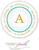 Modern Posh Return Address Labels - Diamond - Blue & Orange #1