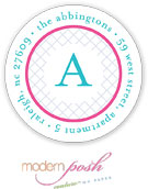 Modern Posh Return Address Labels - Diamond - Pink & Blue #1