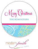 Modern Posh Gift Stickers - Paisley Holiday