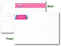 Modern Posh Return Address Labels - Blue Dot - Blue & Pink Skinny