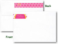 Modern Posh Return Address Labels - Yellow Dot - Yellow & Pink Skinny