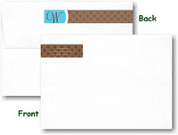 Modern Posh Return Address Labels - Blue Bubble - Blue & Brown Skinny