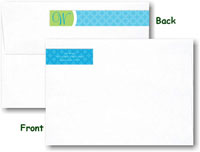 Modern Posh Return Address Labels - Green Bubble - Green & Blue Skinny