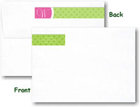 Modern Posh Return Address Labels - Pink Bubble - Pink & Green Skinny