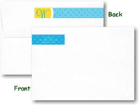 Modern Posh Return Address Labels - Yellow Bubble - Yellow & Blue Skinny