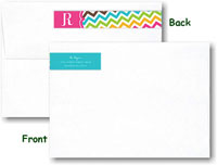 Modern Posh Return Address Labels - Chevron - Blue & Brown Skinny