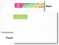 Modern Posh Return Address Labels - Chevron - Pink & Green Skinny