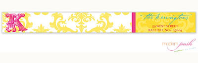 Modern Posh Return Address Labels - Yellow Damask - Yellow & Pink Skinny Modern Posh Return Address Labels - Yellow Damask - Yellow & Pink Skinny