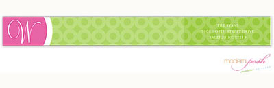 Modern Posh Return Address Labels - Pink Bubble - Pink & Green Skinny