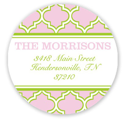 Prints Charming Holiday Address Labels - Pink and Lime Quatrefoil