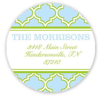 Prints Charming Holiday Address Labels - Blue and Lime Quatrefoil