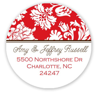 Prints Charming Holiday Address Labels - Red and Brown Floral