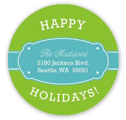 Prints Charming Holiday Address Labels - Festive Lime and Turquoise Band