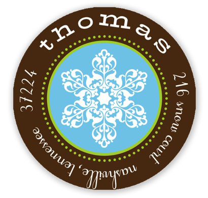 Prints Charming Holiday Address Labels - Turquoise Snowflake