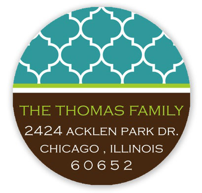 Prints Charming Holiday Address Labels - Teal and White Quatrefoil