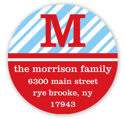 Prints Charming Holiday Address Labels - Blue Peppermint Stripes Initial Prints Charming Holiday Address Labels - Blue Peppermint Stripes Initial
