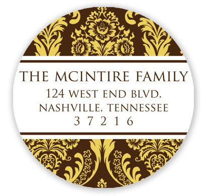 Prints Charming Holiday Address Labels - Golden Yellow Damask Prints Charming Holiday Address Labels - Golden Yellow Damask