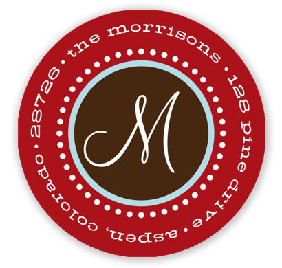 Prints Charming Holiday Address Labels - Cranberry and Brown Initial Prints Charming Holiday Address Labels - Cranberry and Brown Initial