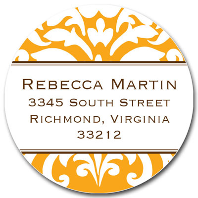 Prints Charming Address Labels - Orange Damask