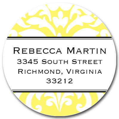 Prints Charming Address Labels - Yellow Damask