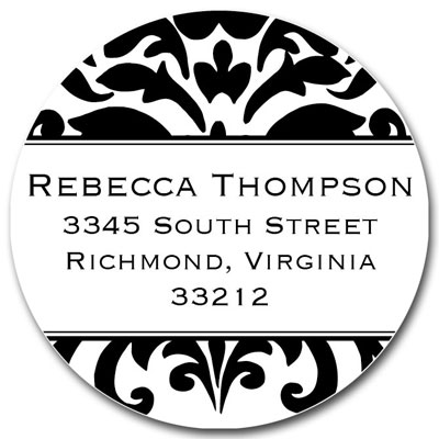 Prints Charming Address Labels - Black & White Damask