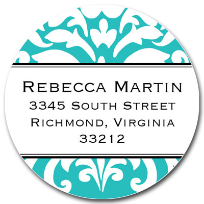 Prints Charming Address Labels - Turquoise Damask