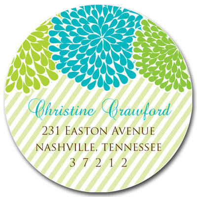 Prints Charming Address Labels - Elegant Floral With Pinstripes