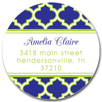 Prints Charming Address Labels - Navy & Lime Greek Pattern