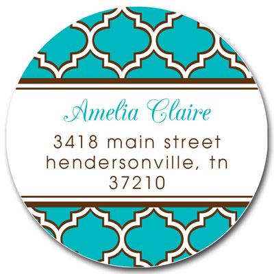 Prints Charming Address Labels - Turquoise & Brown Greek Pattern