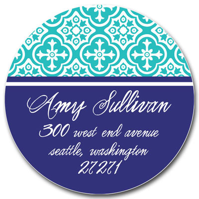 Prints Charming Address Labels - Turquoise & Navy Classic Pattern