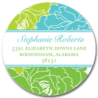 Prints Charming Address Labels - Blue & Green Elegant Floral