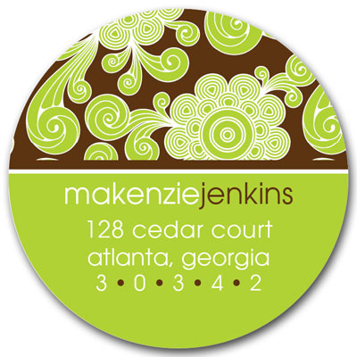 Prints Charming Address Labels - Brown & Lime Funky Floral Prints Charming Address Labels - Brown & Lime Funky Floral