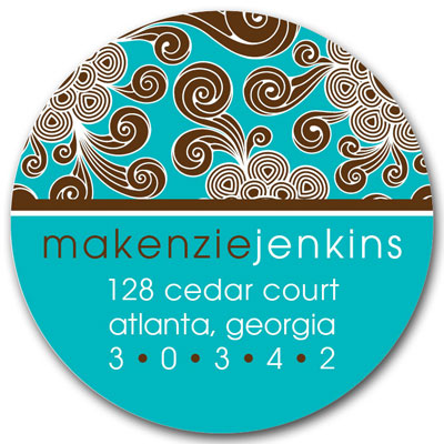 Prints Charming Address Labels - Turquoise & Brown Funky Floral Prints Charming Address Labels - Turquoise & Brown Funky Floral