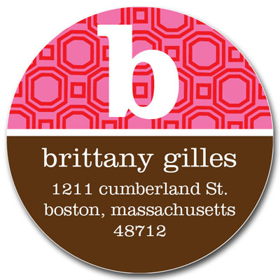 Prints Charming Address Labels - Pink & Red Geometric Print