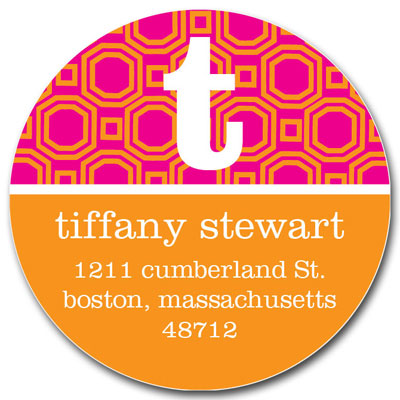 Prints Charming Address Labels - Orange & Pink Geometric Print