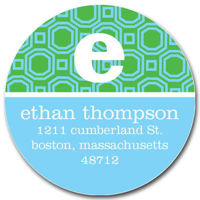 Prints Charming Address Labels - Green & Light Blue Geometric Print