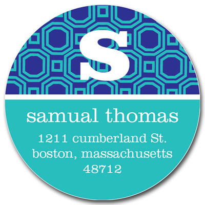 Prints Charming Address Labels - Navy & Turquoise Geometric Print