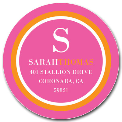 Prints Charming Address Labels - Pink & Orange Modern Classic Initial