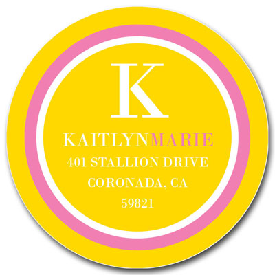 Prints Charming Address Labels - Yellow & Pink Modern Classic Initial